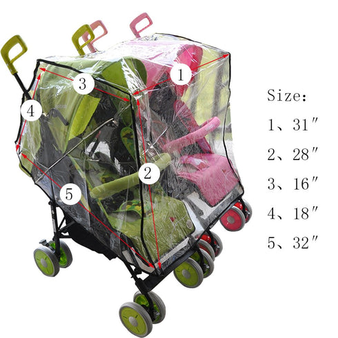 Aligle Twin Stroller Raincoat, Universal Size, Baby Rain Cover/Wind Shield