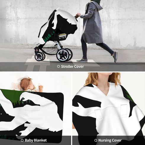 Zhbvncp Funny Bigfoot in Forest Baby Car Seat Cover & Breastfeeding Nursing Cover - Breathable Stretch Fabric Multi-Use
