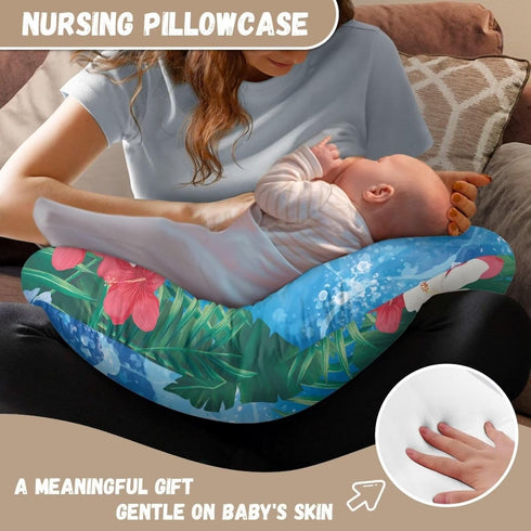 Kathyboom Turtle Nursing Pillow Cover for Newborn Infant, Ultra Soft and Breathable Breastfeeding Bottle Feeding Pillow