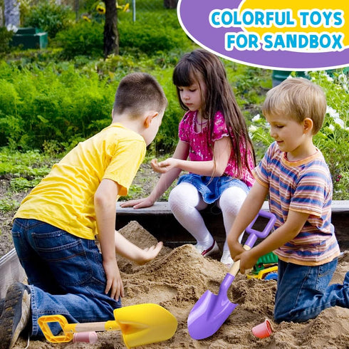 16Inch Set 3-10(2PCS) Dilabnba Kids Beach Spades Sand Shovels, Jumbo Sturdy Wood Handle ABS Plastic Shovels Scoops