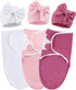 AQOKKA Baby Swaddle Sleep Sacks with Big Bow Hats Cotton Adjustable Swaddle