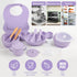 mraisebossup Set 15 Setpurple Silicone Baby Feeding PcsBaby Spoons Suction Bowl Divided Plate Bib Cup Finger Brush