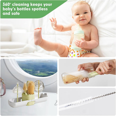 NONENDU Set 7 1 Set Baby Bottle Brush - Baby Bottle Cleaner Kit with Nipple Brush, Silicone Bottle Brush, Straw Cleaner