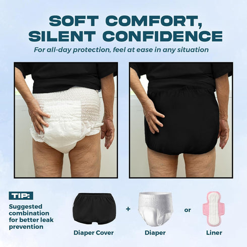 LFDAVP Adult Diaper Covers Waterproof, Reusable Plastic Rubber Pants for Incontinence, Leak Proof Protective Underwear