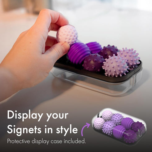 Set 8) ONO Signets Silicone Magnetic Balls with Textured Dimples, Bumps, and Waves | Fun to Play with Fidget Toy