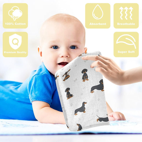11.8 11.8 inch, sizex3 vvfelixl Baby Cotton Washcloths Black Dachshund Infants Bath Towel for Unisex Face Towels