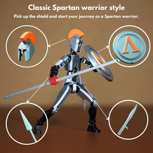 T13 (Dummy 13 13 3D Set Action Figure / Titan / Spartan Warrior) - Printed Poseable Robot with Accessories for Stop