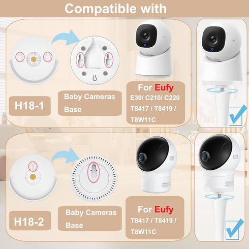 Derebir E30 E220 C220 E21/ E110 C2110 T8417/ T8354/ T8300 Flexible Baby Monitor Stand Mount Holder Compatible with eufy