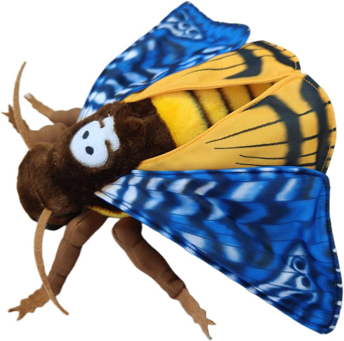 FRANKIEZHOU Simulation Death's Head Hawk Moth Stuffed Animal, Blue 25" Lifelike Plush Toy for Kids