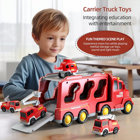 Beby Buty 5 1 3-5, 3 4 5 6 in Fire Truck Cars for Toddlers Boy Car Truck Toys with Light Sound, Birthday Gifts for Year