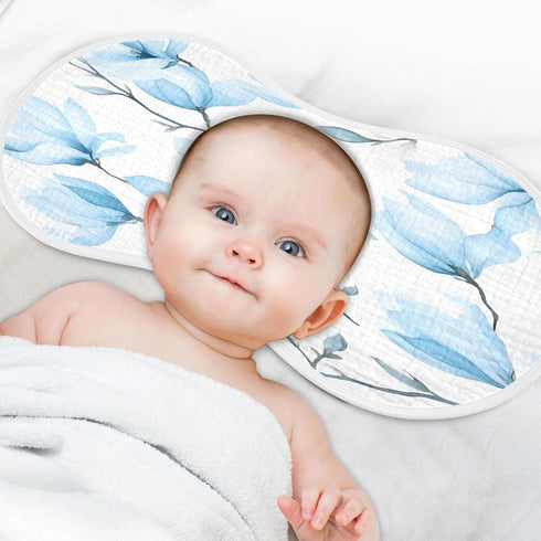 YETTASBIN Blue Magnolia Flowers Muslin Baby Burp Cloth, Super Soft Absorbent Cotton Burp Rag Baby Bibs Feeding Cloth