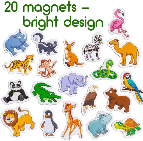 ZOO Animal Magnets for Kids - Large Fridge Magnets for Toddlers - Educational Magnetic Toys for 3 Year Olds - Jungle