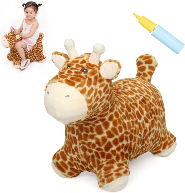 INPANY Bouncy Giraffe Hopping Toys - Inflatable Animal Rubber Bouncer for 1-4 Year Olds, Birthday Gifts for Toddlers