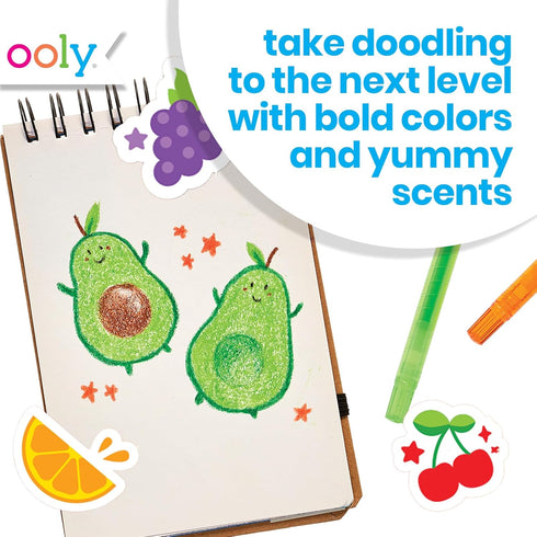 Ooly Yummy Yummy Twist Up Scented Crayons, Set of 10 Crayons for Kids with Fruit Scents, Non-Toxic Wax