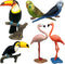 Gemini&Genius Bird Toys for Kids, 6Pcs Jungle Animal Bird Figures Gift Toys, Toucan, Parrot, Flamingo