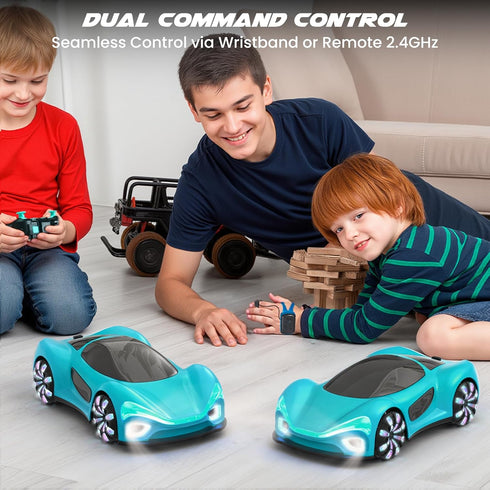360 40 SIMREX Gesture Sensing Remote Control Car with Charging Dock - Rotate Drift RC Stunt Car Toy, Min Playtime, Dual