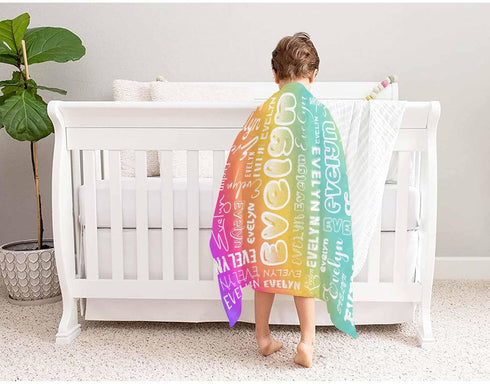 AOFUN 40x30inch, 5 Personalized Baby Blankets with Names, Custom Baby Girls Blanket Initial Swaddle Blanket