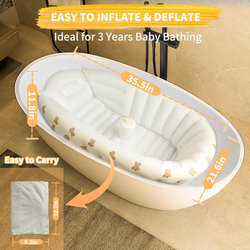Zenflux Inflatable Baby Bathtub with Built in Pump, Collapsible Safe Baby Bathtub for Baby