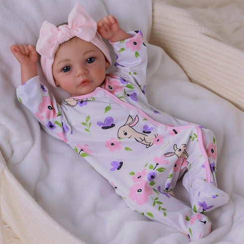 18-Inch 3+ BABESIDE Reborn Baby Doll Girl Realistic Lifelike Bebe Reborn de Silicona with Bunny Outfit, Magnetic