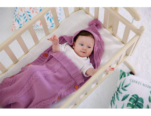 XMWEALTHY Newborn Baby Wrap Swaddle Blanket, Knit Sleeping Bag Receiving Blankets, Stroller Wrap for Baby (Pink)