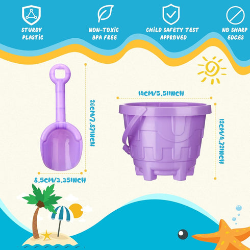 Sosation 60 Pcs Sand Buckets Bulk for Kids, Beach Buckets and Shovels 5.5 Inch Plastic Beach Pails Sand Toys for Girls