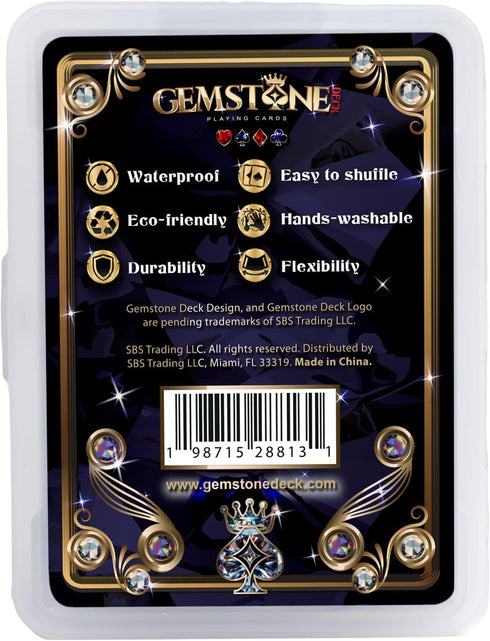 Gemstone Deck (2-Pack), 100% Set 54 2 Premium Waterproof Playing Cards Plastic Water Proof for Pool Beach Hot Tub