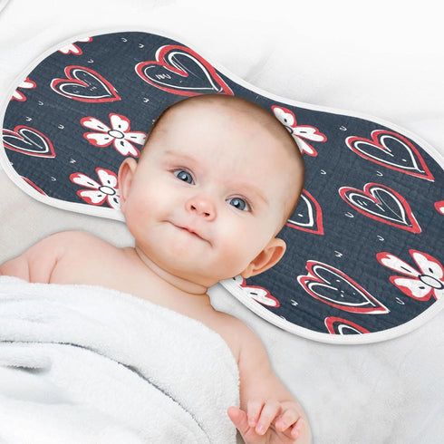 YETTASBIN Cute Love Heart Muslin Baby Burp Cloth, Super Soft Absorbent Cotton Burp Rag Baby Bibs Feeding Cloth