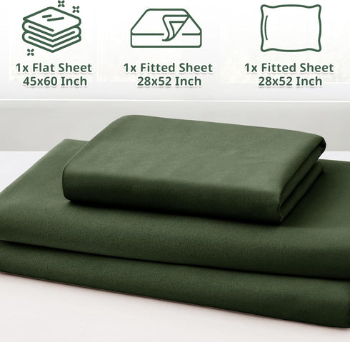 Yvrcen 3-Piece Set Olive Green Toddler Sheets, Green Sheet for Toddler, Soft Microfiber Bed Sheets for Kids Bed