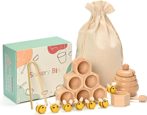 Sorting Stacking Wooden Toys for Toddlers, Montessori Sensory Bin Tool Toys, Fine Motor Skill Tactile Educational Gift