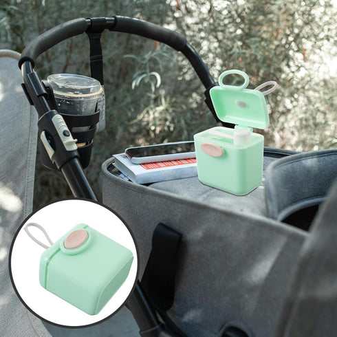 BAZEITFLOW Portable Formula Dispenser with Rope and Spoon Large Capacity Compartmentalized Milk Powder Container