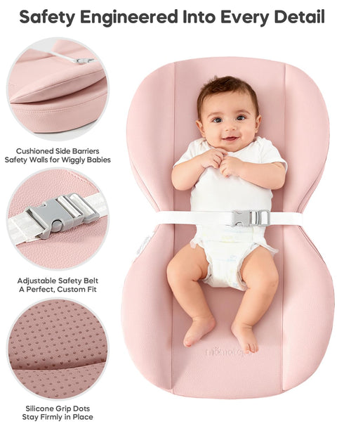 Table,28"X16",Pink Baby Changing Pad with Waterproof & Wipe-Clean, Non-Slip PU Diaper Changing Pad, Adjustable Safety
