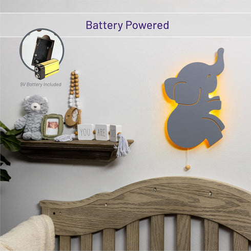 Lumipets Lighted Elephant, Nursery Night Light, Wall Mounted Lighted, Battery Operated Cloud Light SignLightweight