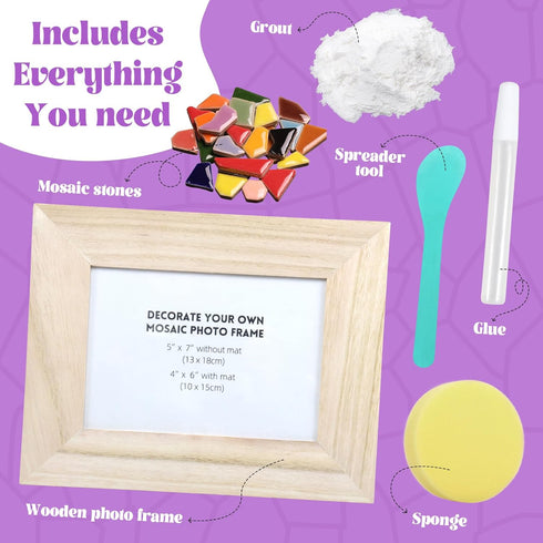 goldentime Decorate Your Own Mosaic Picture Frame - DIY Mosaic Craft Kits Fun Arts and Crafts for Adults Christmas