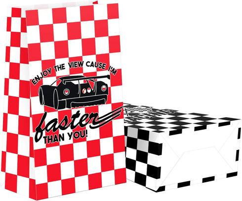 24 Pack Race Car Party Candy Favor Bags with Stickers, Race Car Themed Birthday Party Supplies
