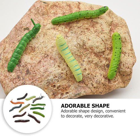 24Pcs Simulation Caterpillar Plastic Fake Worm Crawling Halloween Prank Toy, Educational Learning Toys for Kids