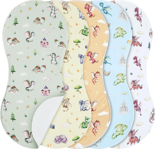 SmoothNovelty 5 Pack Watercolor Dragon Pattern Baby Burp Cloths Soft Absorbent Burping