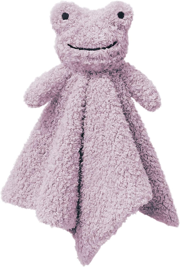 Baby Purple Frog Soft Stuffed Animal Security Blanket, Plush Frog Lovey, Cuddly Newborn Snuggle Blankie, 14"
