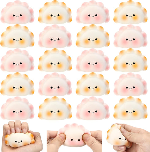 Hollowfly 20 Pcs Positive Dumpling Stress Balls Fidget Sensory Toy Emotional Relief Squeeze