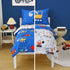 Set 4 Set Blue Cartoon Car Construction Toddler Bedding for Boys, Piece Reversible Truck Lightweight Toddler Comforter