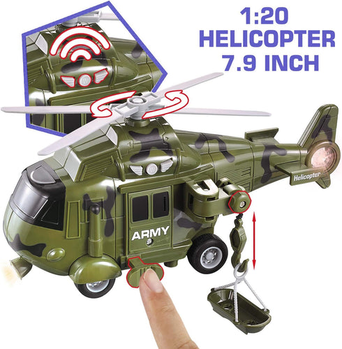 5 Pack Friction Powered Truck Toy Set (8 Inch), Including Garbage Truck, Construction Truck, Fire Truck, Police Car