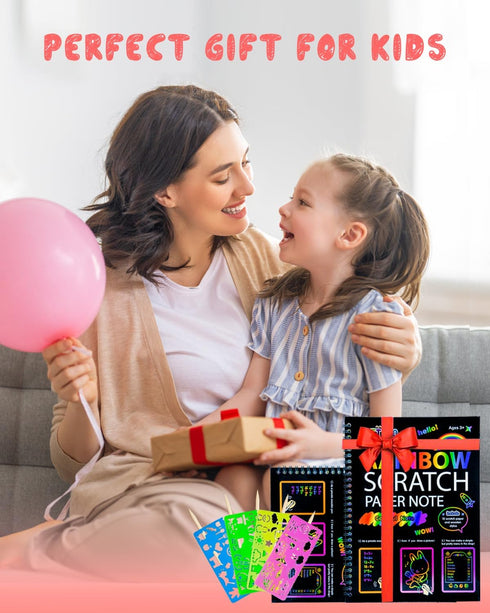 OSLINE Arts and Crafts for Kids 3-10, Rainbow Scratch Paper Art Notebooks, Art Supplies Kit for Gifts