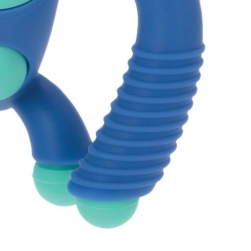 Nuby Geo Zoos Massaging Teether - Baby Teething Toy - Soft Easy Grip for 3+ Months - Blue Gorilla