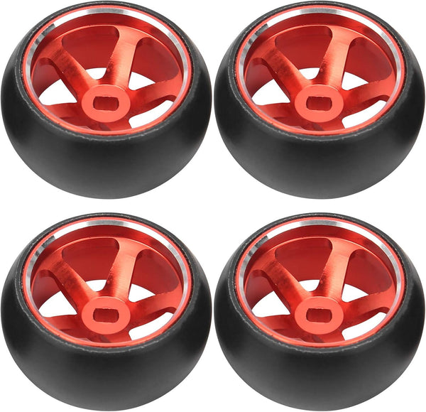 RC Wheel Tire, 4Pcs Aluminum Alloy Spare Parts for ini-Q Mini-D/Wltoys K969 1/28 RC Car, Red