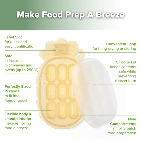 Haakaa Silicone Nibble Freezer Tray, Breastmilk Teething Popsicle Mold, Baby Food Maker, Ice Cube Tray, BPA Free Banana