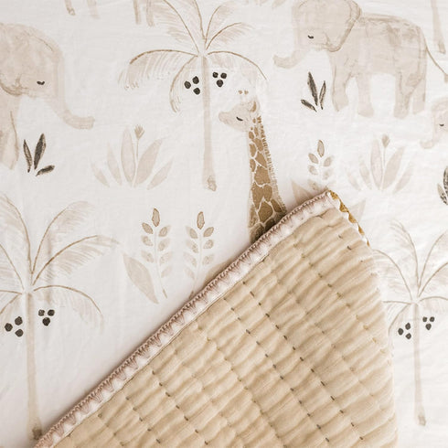 Crane Baby Safari Animal Print Fitted Crib Mattress Sheet & Changing Pad Cover