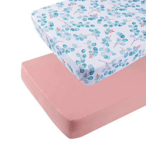 Onacosht Pack n Play Sheets 2 Pack for Baby Girl, Stretchy Jersey