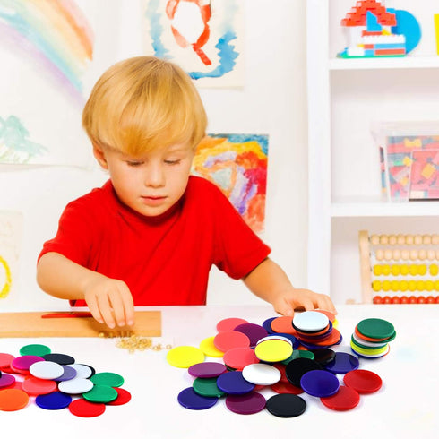 Coopay 300 Pieces Plastic Learning Counters Disks in 10 Colors for Math Practice and Poker Chips, 1 Inch