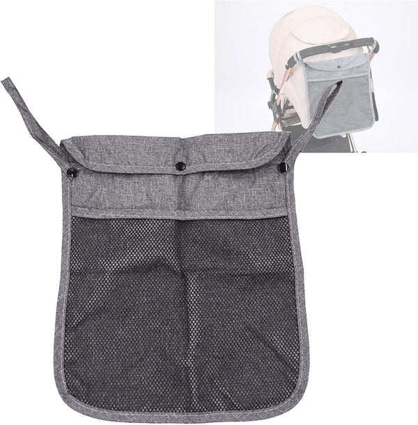 Dogxiong Portable Stroller Hanging Bag, Organizer with Two Storage Pockets for Baby Cloth, Bottle, Toy, Grey
