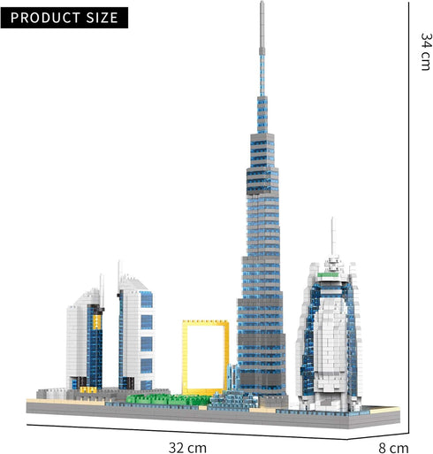 Architecture Dubai Micro Building Blocks Set, Skyline Series Adult and Children Assembly, World Famous Landmarks, 2545