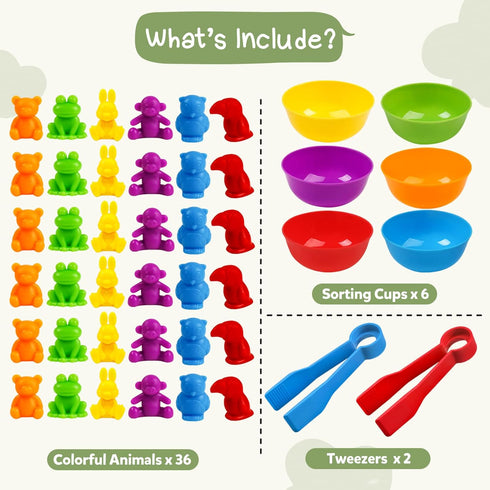 36PCS Counting Animals Matching Games Sensory Toys for Preschool Learning Activities